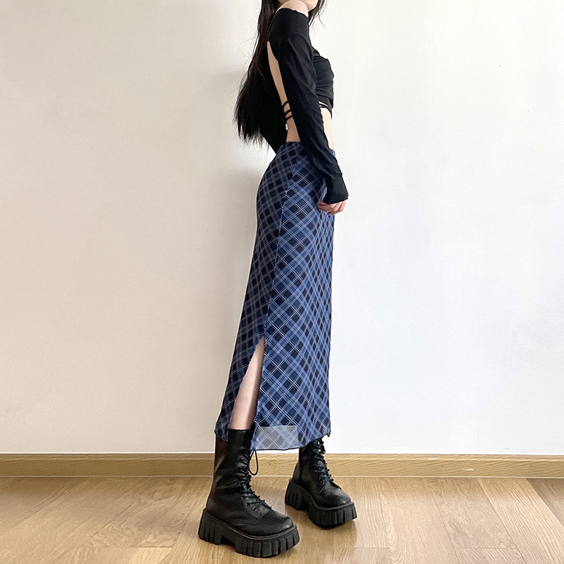 Women Spring Autumn Plaid Prin - مراجعة Printed Wrap Skirt وسعره