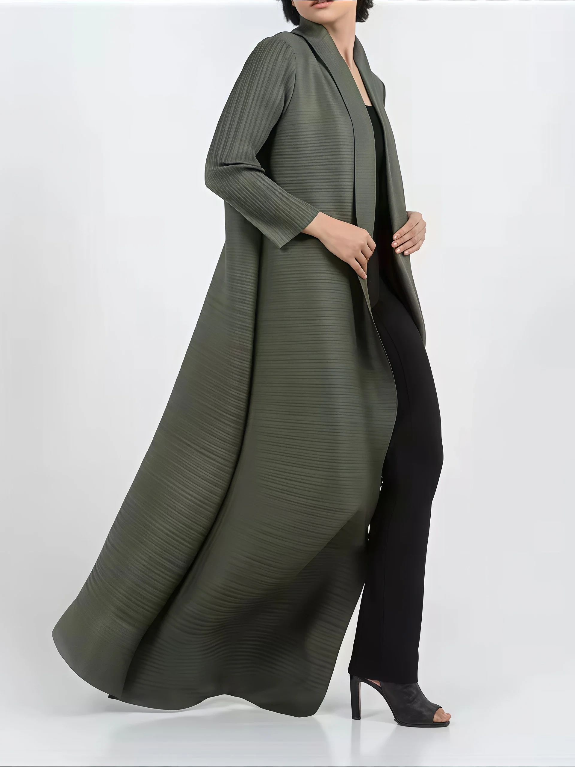 YUDX Miyake Pleated Print Fold - مراجعة Longline Cardigan Knit وسعره