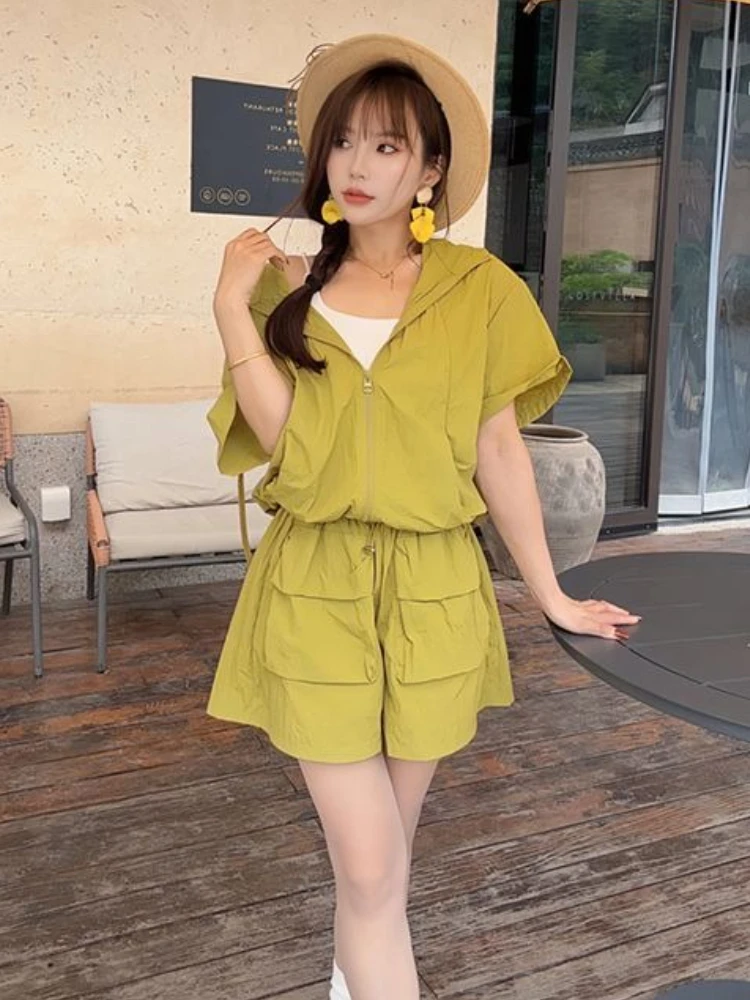 Plain Short Sets for Women 2 P - مراجعة Women'S Fashion Zip Hoodie وسعره