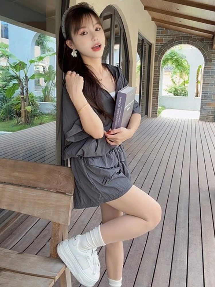 Plain Short Sets for Women 2 P - مراجعة Women'S Fashion Zip Hoodie وسعره
